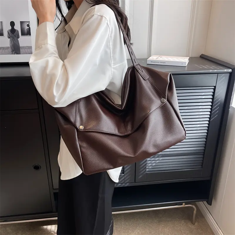 LEFTSIDE PU Leather High-capacity Shoulder Bags for Women 2025 Luxury Designer Tote Bag Females Fashion Handbags and Purses