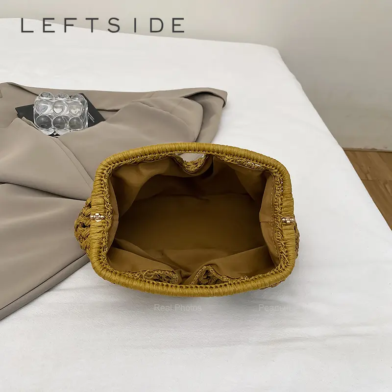 LEFTSIDE Weave Straw Shoulder Bags for Women 2025 Summer Luxury Designer Small Hand Bag Females Beach Bags Handbags and Purses