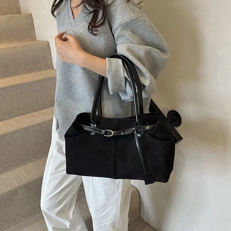 LEFTSIDE Large NUBUCK Underarm Bags Lady Shoulder Bag for Women 2024 Winter New Trend Fashion Trend Y2K Tote Bag Handbags