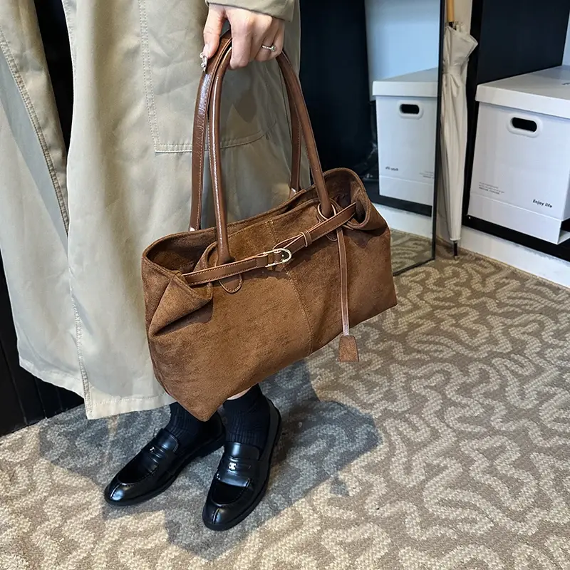 LEFTSIDE Large NUBUCK Underarm Bags Lady Shoulder Bag for Women 2024 Winter New Trend Fashion Trend Y2K Tote Bag Handbags