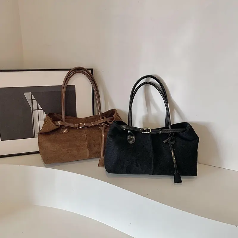 LEFTSIDE Large NUBUCK Underarm Bags Lady Shoulder Bag for Women 2024 Winter New Trend Fashion Trend Y2K Tote Bag Handbags
