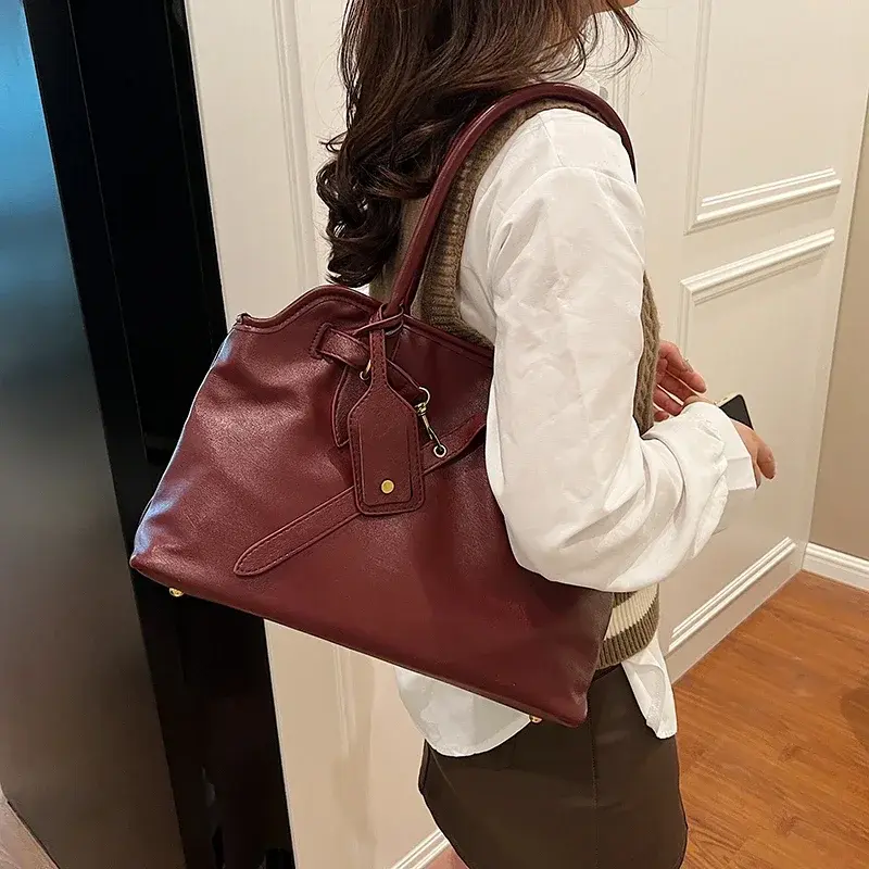 LEFTSIDE PU Leather Retro Tote Bag for Women 2025 Winter Trend New Fashion Y2K Handbags Females Travel Shoulder Crossbody Bags