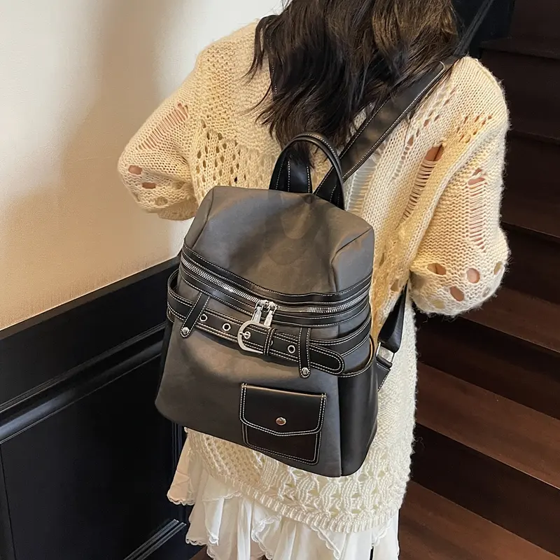 LEFTSIDE Women's Pu Leather Small Backpacks 2025 New Fashion Vintage Luxury Designer Backpack Student School Bag Back Packs