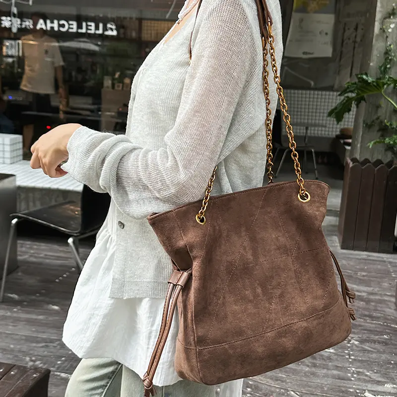 LEFTSIDE Luxury Small Faux Suede Tote Bag 2025 Winter Designer New Shoulder Bag Young Women's Underarm Bag Handbags and Purses