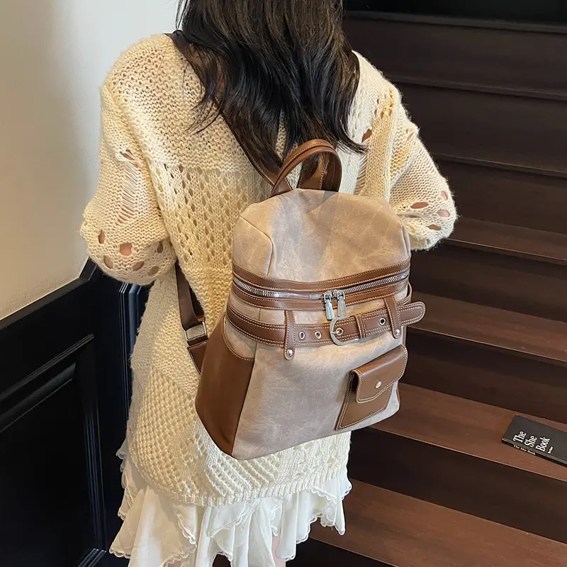 LEFTSIDE Women's Pu Leather Small Backpacks 2025 New Fashion Vintage Luxury Designer Backpack Student School Bag Back Packs