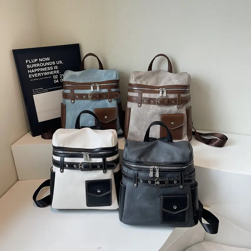 LEFTSIDE Women's Pu Leather Small Backpacks 2025 New Fashion Vintage Luxury Designer Backpack Student School Bag Back Packs