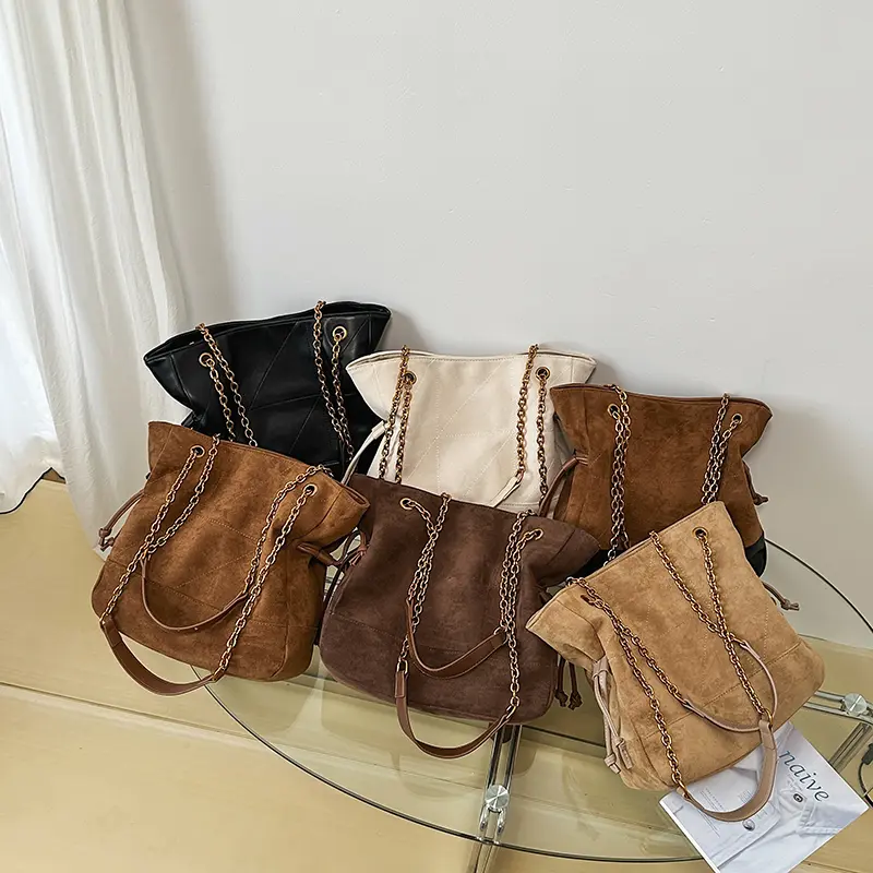LEFTSIDE Luxury Small Faux Suede Tote Bag 2025 Winter Designer New Shoulder Bag Young Women's Underarm Bag Handbags and Purses