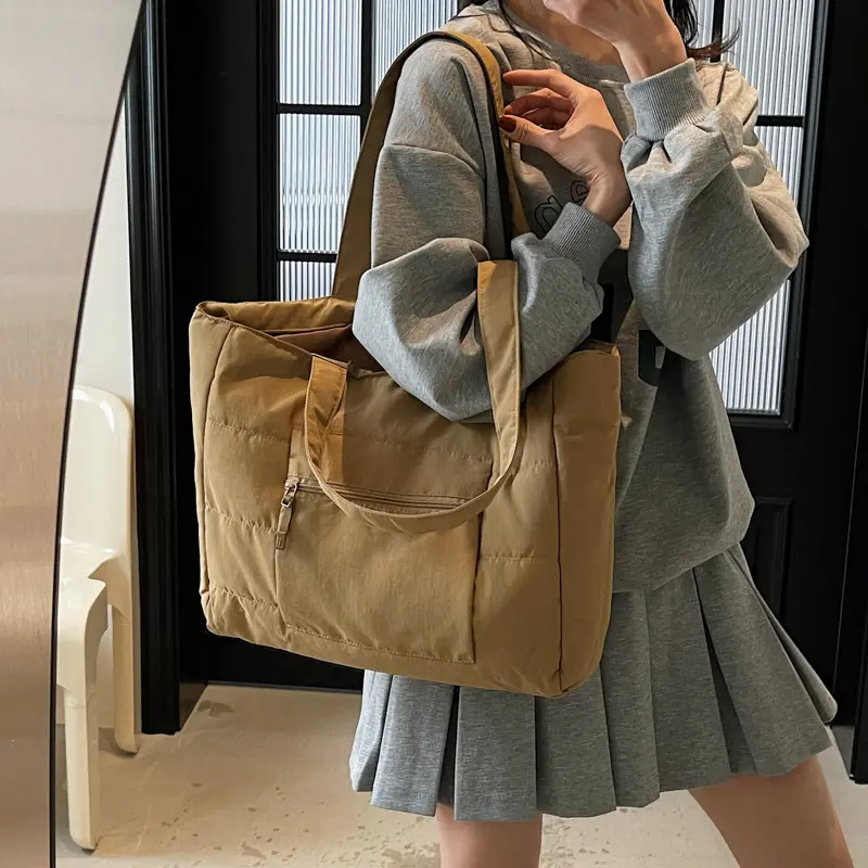 LEFTSIDE Large Capacity Fabric Tote Bag Trendy Shoulder Purses Lady Shopper Shopping Underarm Bag Female Y2k 2025 New Handbags
