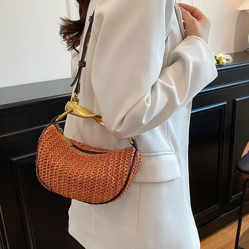 LEFTSIDE Weave Straw Shoulder Bags for Women 2025 Summer Luxury Designer Small Fashion Crossbody Bag Females Beach Bags Handbags
