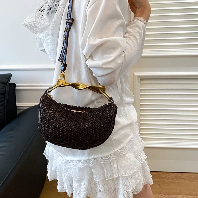 LEFTSIDE Weave Straw Shoulder Bags for Women 2025 Summer Luxury Designer Small Fashion Crossbody Bag Females Beach Bags Handbags