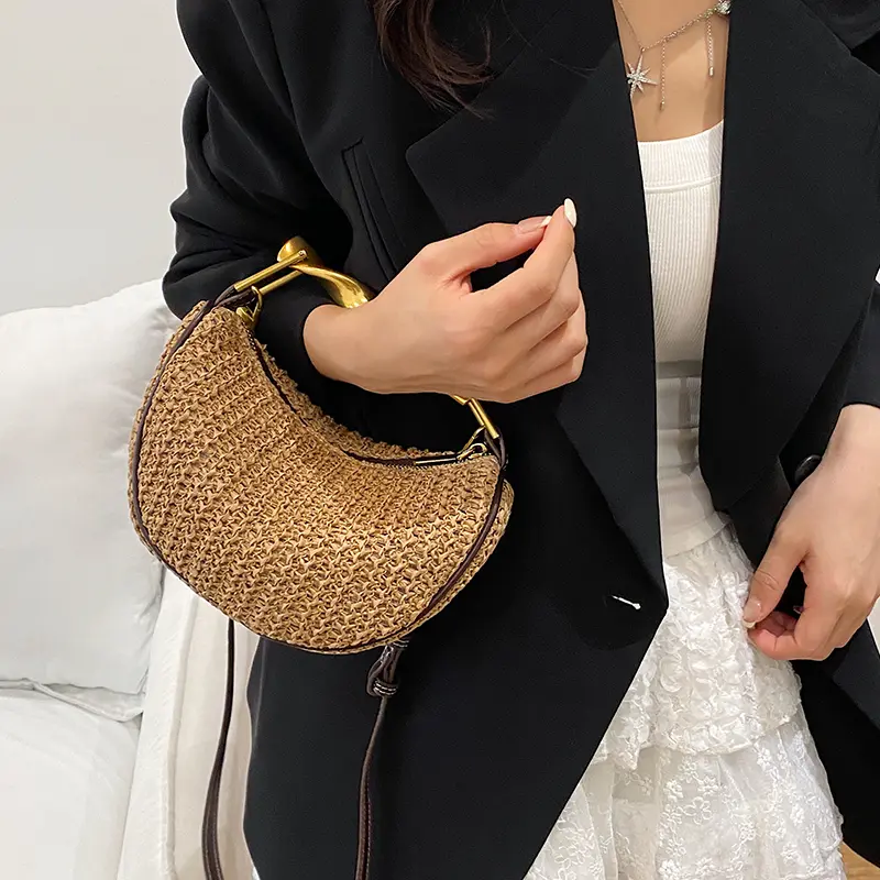 LEFTSIDE Weave Straw Shoulder Bags for Women 2025 Summer Luxury Designer Small Fashion Crossbody Bag Females Beach Bags Handbags