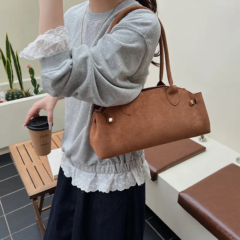 LEFTSIDE 2025 Hot Suede Fabric Tote bag female niche Underarm bag 2025 Female Handbags commuter shoulder bag every hand