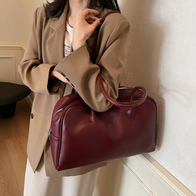 LEFTSIDE High-capacity PU Leather Shoulder Bags for Women 2025 Luxury Designer Tote Bag Females Brand Retro Simple Handbags