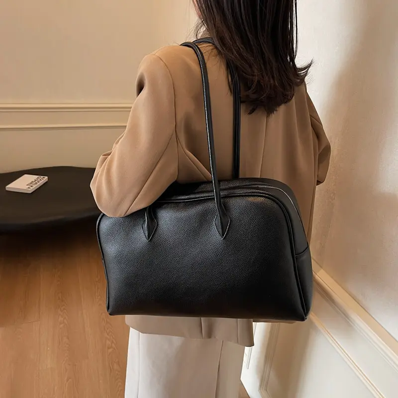 LEFTSIDE High-capacity PU Leather Shoulder Bags for Women 2025 Luxury Designer Tote Bag Females Brand Retro Simple Handbags