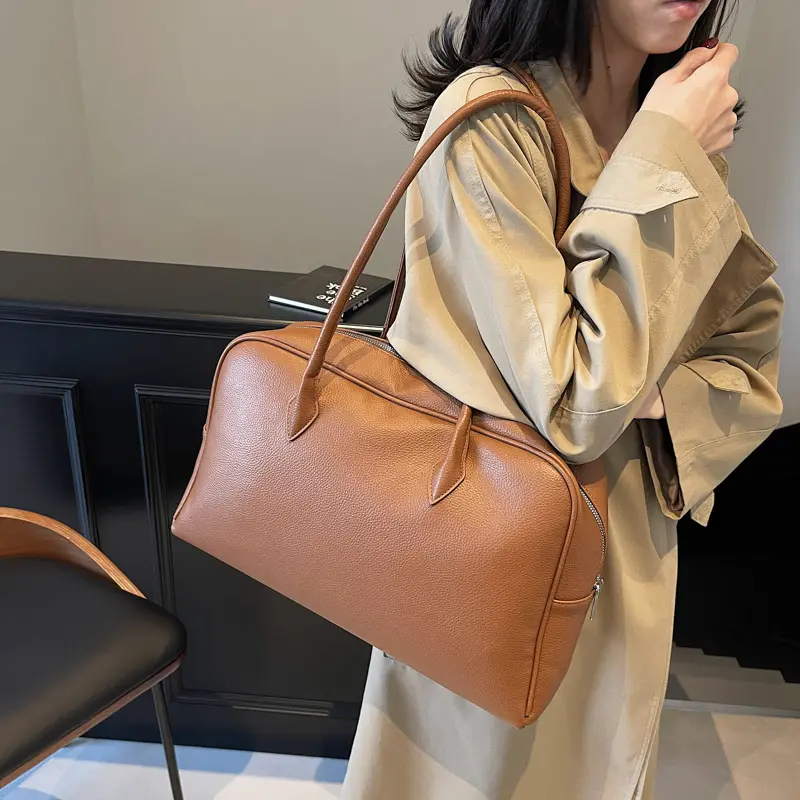 LEFTSIDE High-capacity PU Leather Shoulder Bags for Women 2025 Luxury Designer Tote Bag Females Brand Retro Simple Handbags