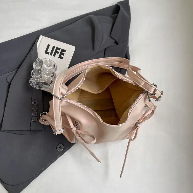 Silver Small Bow Pu Leather Shoulder Bags for Women 2025 Summer Trend Designer Fashion Handbags and Purses Trend Crossbody Bag