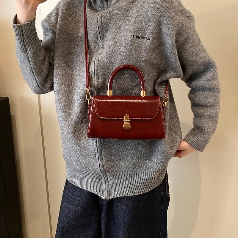 LEFTSIDE Small PU Leather Crossbody Bags Lady with Short Handle Flap Shoulder Bag for Women 2024 Designer Y2K Ladies Handbags