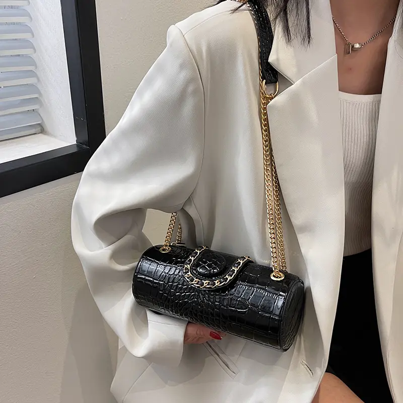 LEFTSIDE 2025 New Summer Stone Pattern PU Leather New Shoulder Bag Women Fashion Handbags and Purses Lady Chain Crossbody Bag