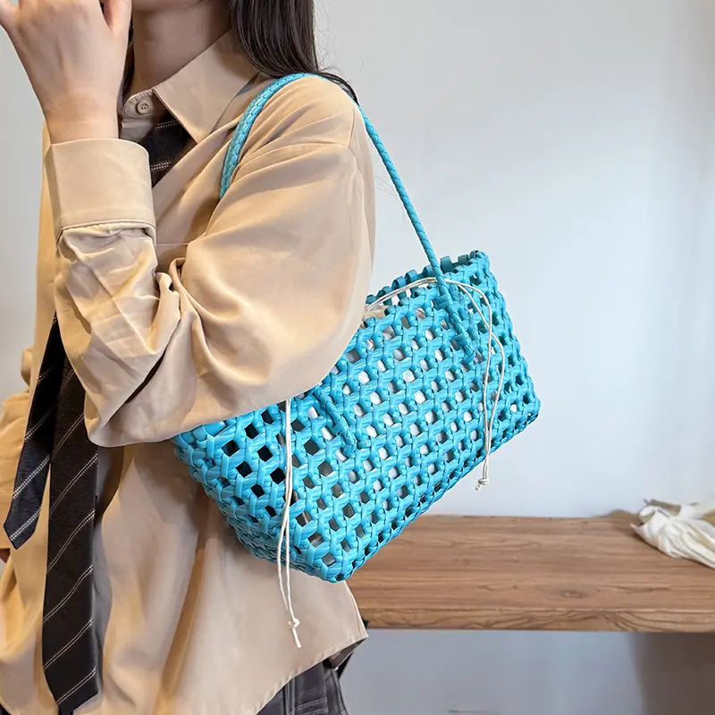 LEFTSIDE Weave Hollow Out Shoulder Bags for Women 2025 Summer Luxury Designer Hand Bag Females Beach Bags Handbags and Purses