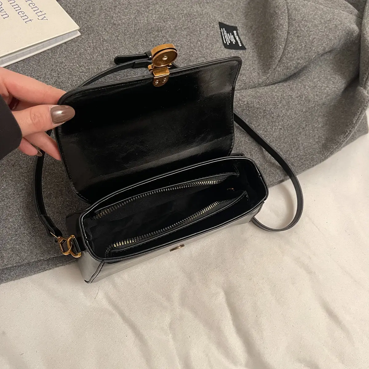 LEFTSIDE Small PU Leather Crossbody Bags Lady with Short Handle Flap Shoulder Bag for Women 2024 Designer Y2K Ladies Handbags