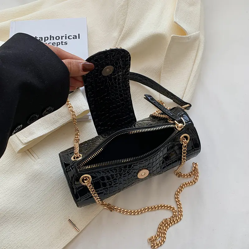 LEFTSIDE 2025 New Summer Stone Pattern PU Leather New Shoulder Bag Women Fashion Handbags and Purses Lady Chain Crossbody Bag