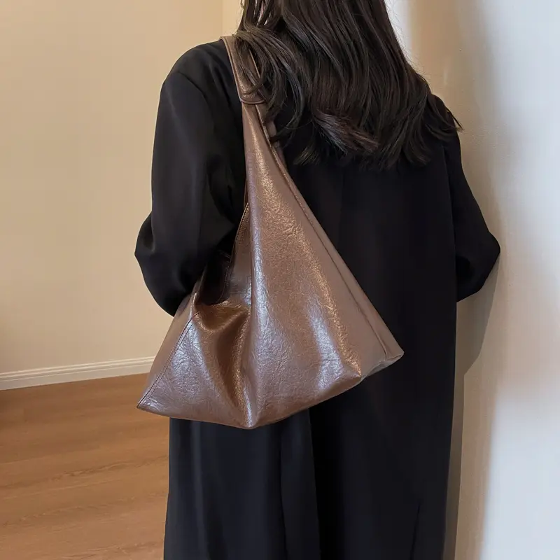 LEFTSIDE Fashion Design Leather Shoulder Bag For Women 2023 Tend Female Simple Big Underarm Hobo Bag Handbags And Purses