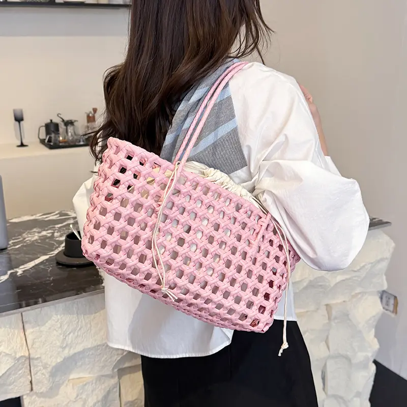 LEFTSIDE Weave Hollow Out Shoulder Bags for Women 2025 Summer Luxury Designer Hand Bag Females Beach Bags Handbags and Purses