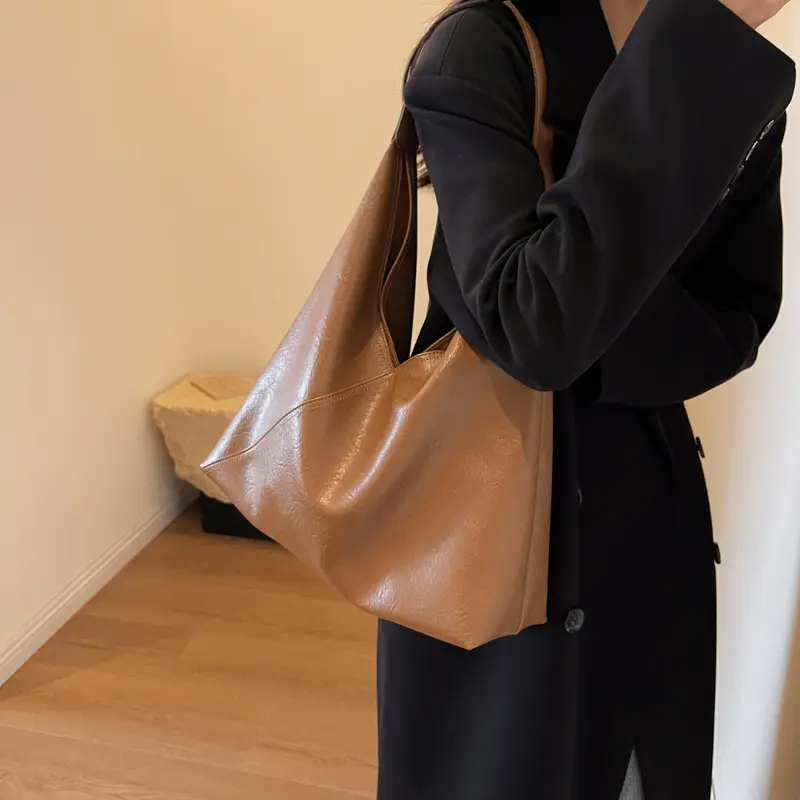 LEFTSIDE Fashion Design Leather Shoulder Bag For Women 2023 Tend Female Simple Big Underarm Hobo Bag Handbags And Purses