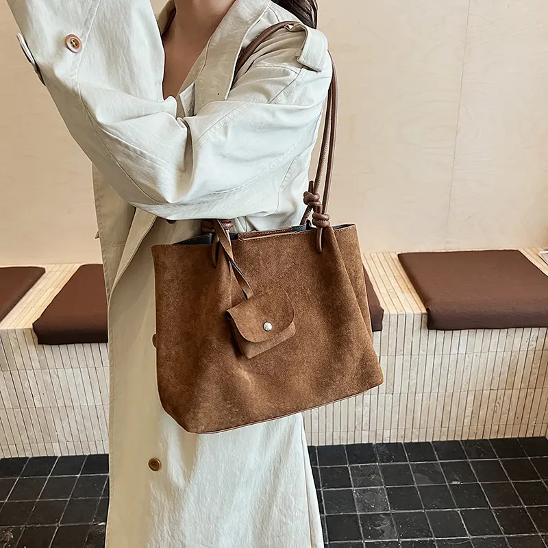 LEFTSIDE Luxury Faux Suede Tote Bag 2025 Winter Auturm Casual New Shoulder Bag Young Women's Underarm Bag Handbags and Purses