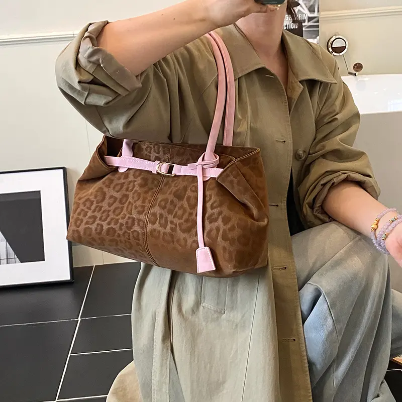 LEFTSIDE Leopard PU Leather Shoulder Bags for Women 2025 Luxury Designer Brand Trend Tote Bag Females Short Handle Handbags