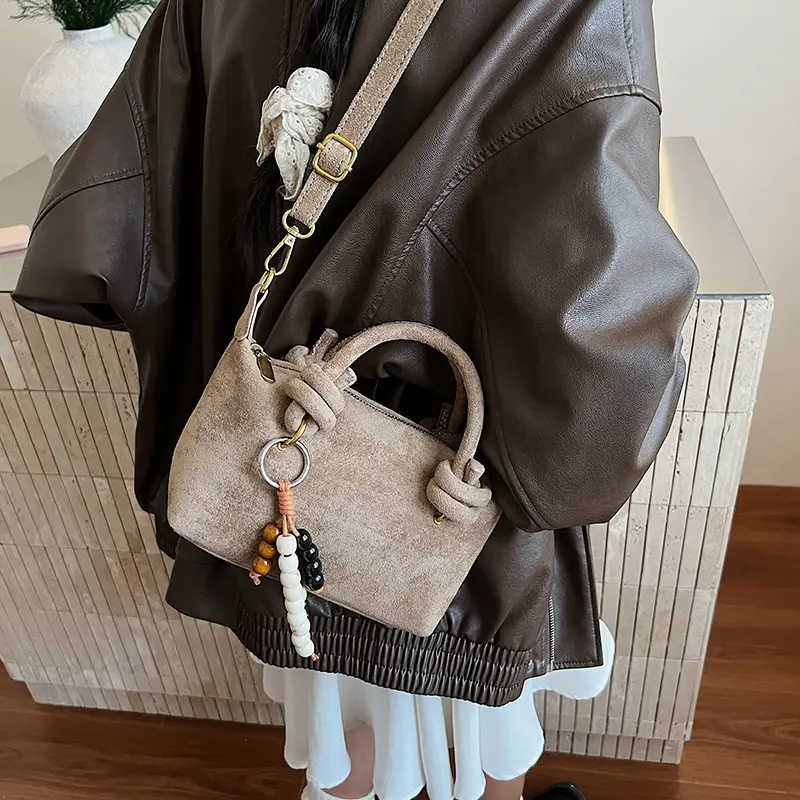 LEFTSIDE Women Small Suede Crossbody Bag 2025 Winter New Retro Short Handle Shoulder Bag Luxury Designer Handbags and Purses