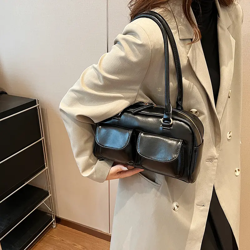 LEFTSIDE Small Double Pockets Shoulder Bags For Women 2025 New Fashion Trend Designer Underarm Bag Female Handbags And Purses