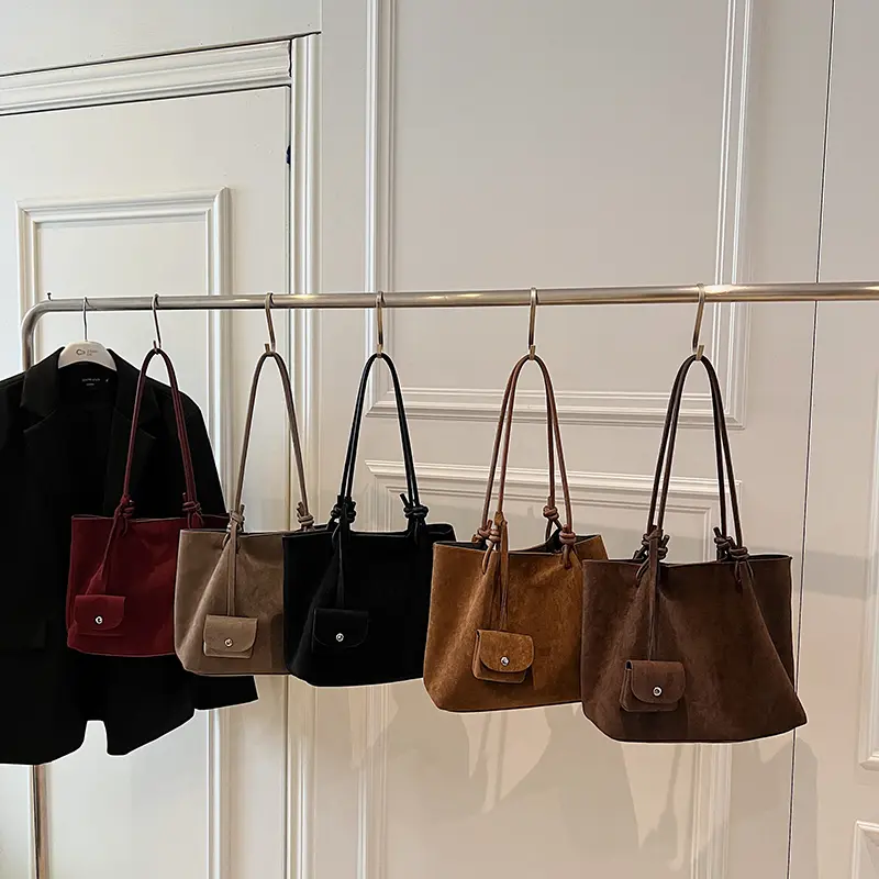 LEFTSIDE Luxury Faux Suede Tote Bag 2025 Winter Auturm Casual New Shoulder Bag Young Women's Underarm Bag Handbags and Purses