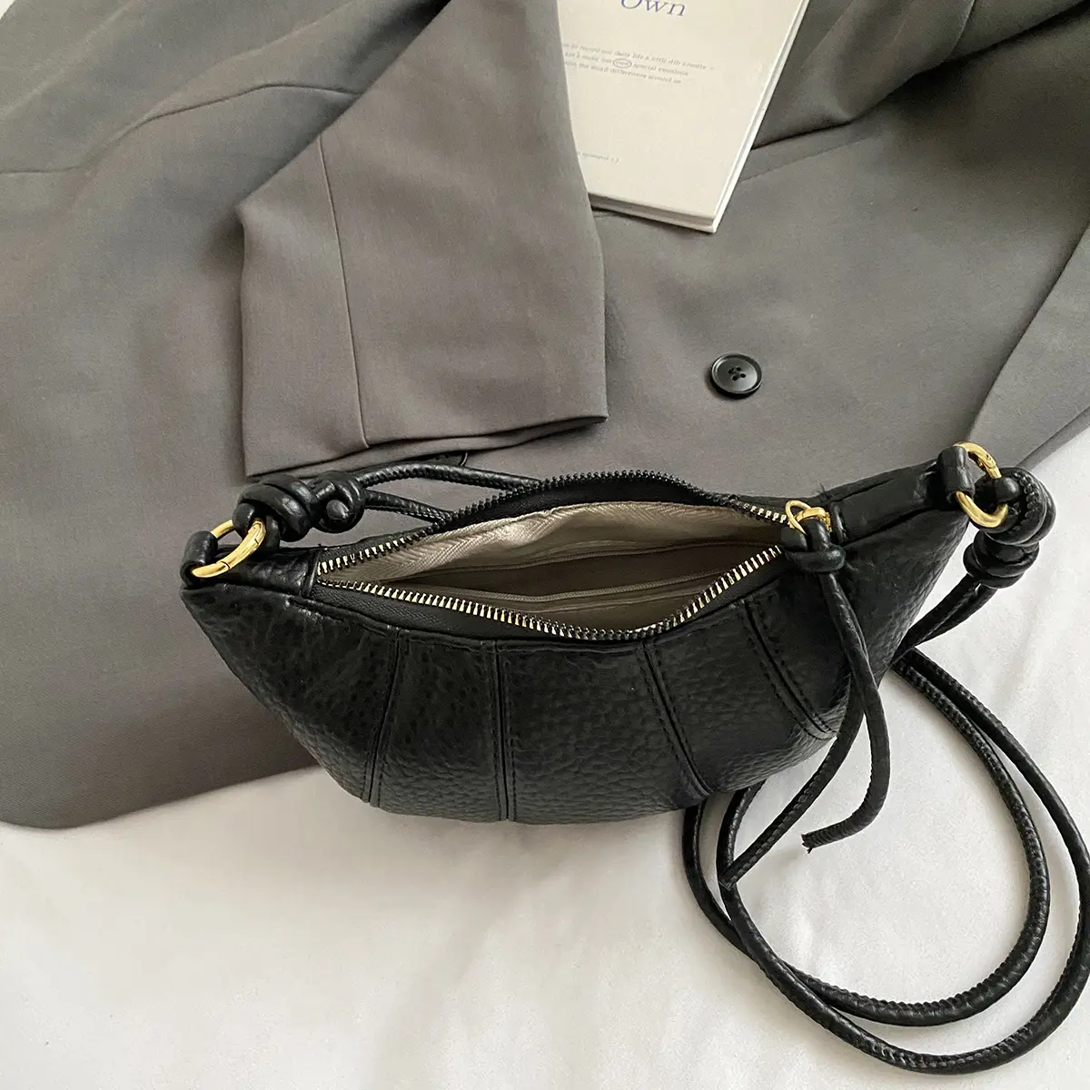 LEFTSIDE 2025 New Trend Small Splicing Leather Shoulder Bag Women Korean Fashion Simple Handbags and Purses Lady Crossbody Bag