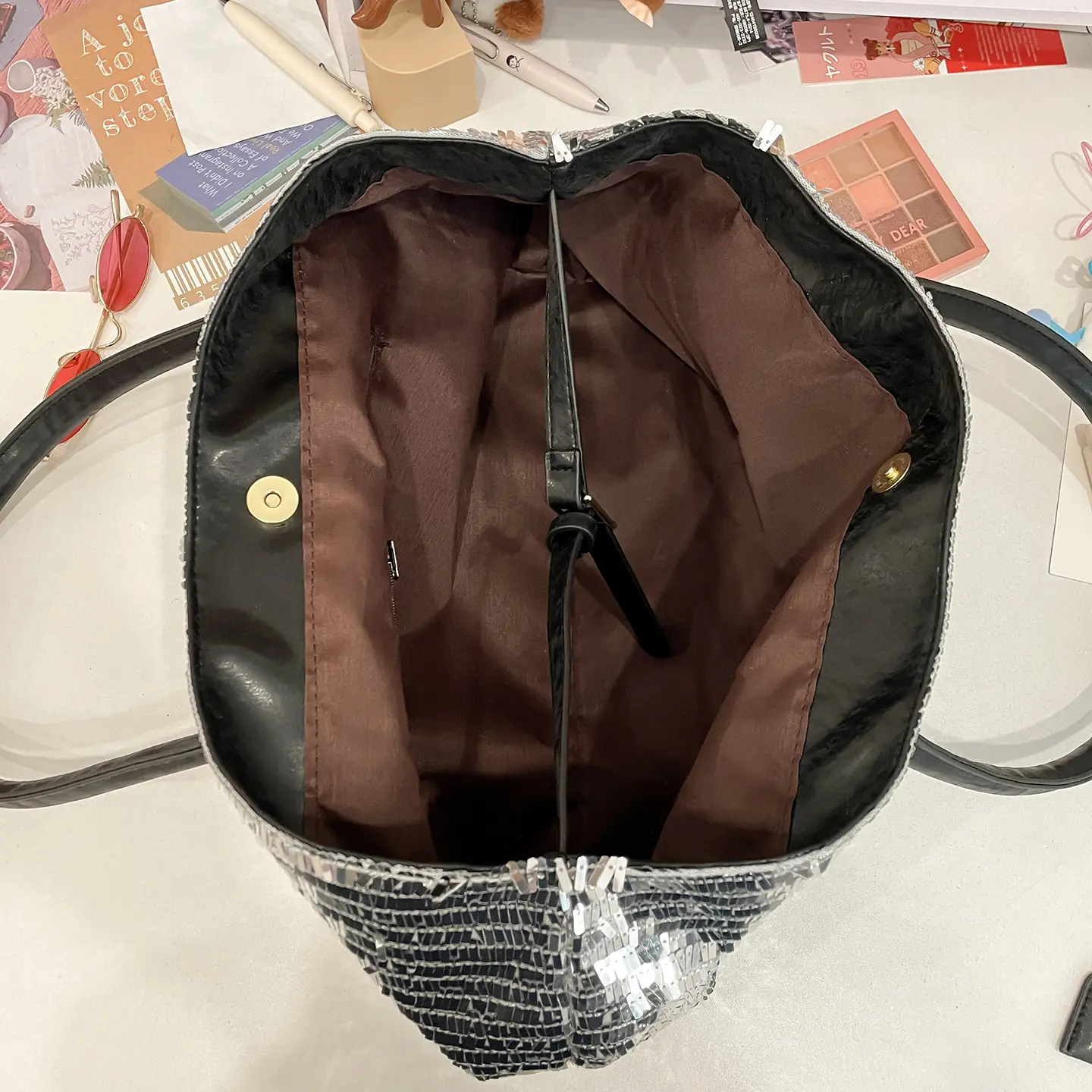 LEFTSIDE Sequins Shoulder Bags for Women 2025 Designer New Trendy Fashion Evening Party Bling Square Bag Handbags and Purses