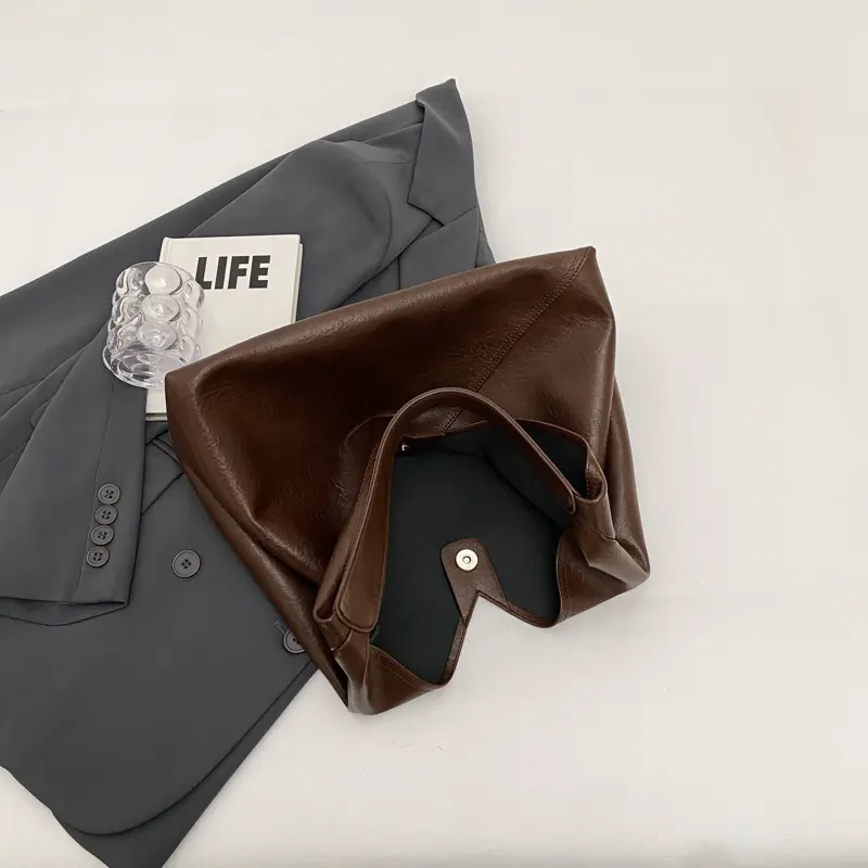 LEFTSIDE Fashion Design Leather Shoulder Bag For Women 2023 Tend Female Simple Big Underarm Hobo Bag Handbags And Purses