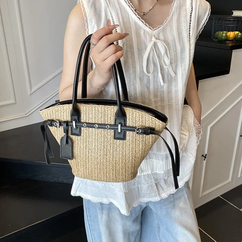 LEFTSIDE Woven Straw Tote Crossbody Bags for Women 2025 ​Eco-friendly Handmade Shoulder Bag Females Beach Bags Summer Handbags