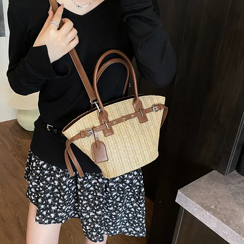 LEFTSIDE Woven Straw Tote Crossbody Bags for Women 2025 ​Eco-friendly Handmade Shoulder Bag Females Beach Bags Summer Handbags