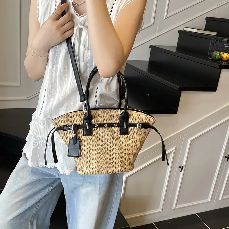 LEFTSIDE Woven Straw Tote Crossbody Bags for Women 2025 ​Eco-friendly Handmade Shoulder Bag Females Beach Bags Summer Handbags