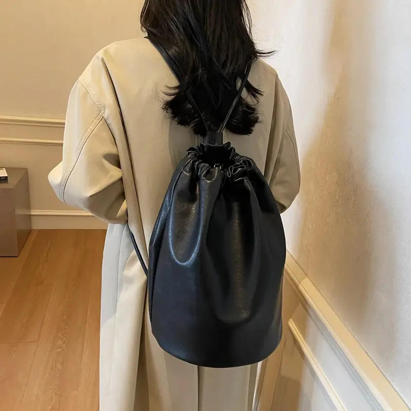 LEFTSIDE Women Retro Small PU Leather Backpacks 2024 Winter Y2K Designer Females Backpack School Student Simple Back Packs