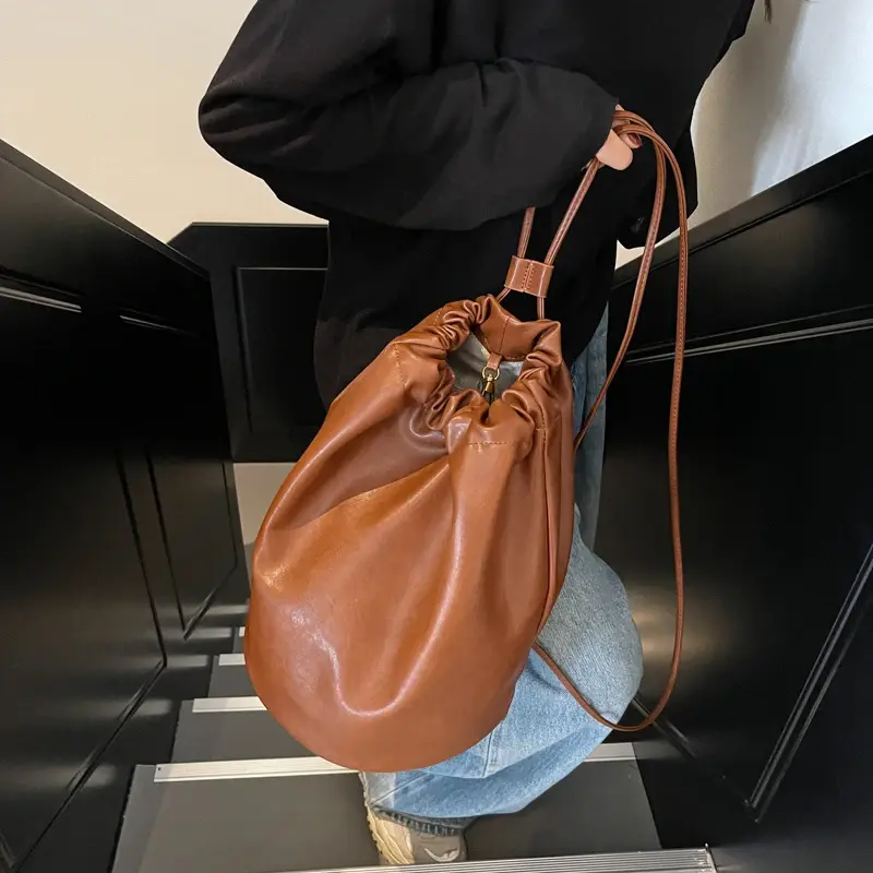 LEFTSIDE Women Retro Small PU Leather Backpacks 2024 Winter Y2K Designer Females Backpack School Student Simple Back Packs