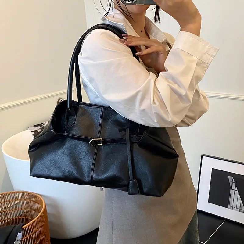 LEFTSIDE Women High Capacity PU Leather Design Square Underarm Shoulder Bag 2025 New in Trendy Female Retro Quality Handbags