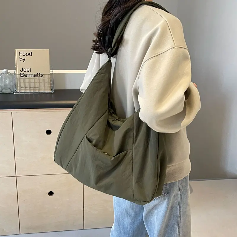 LEFTSIDE Trendy Women's Soft Cloth Shoulder Bag Solid Color Student 2025 Spring Y2k Casual Style Big Handbags Crossbody Bags