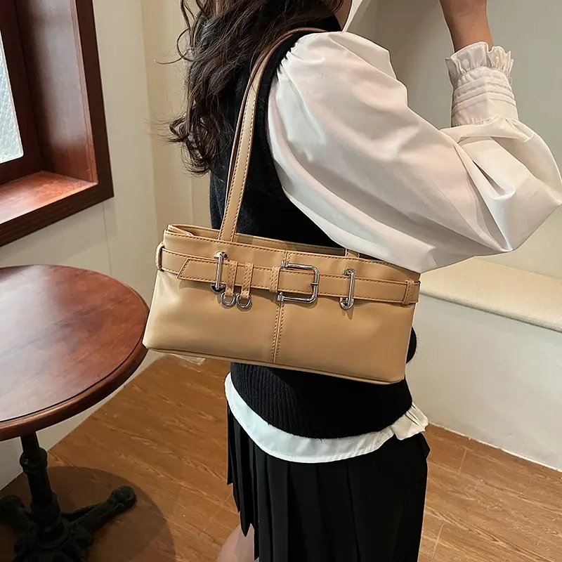 LEFTSIDE Small PU Leather Solid Color Underarm Bags for Women 2024 Y2K Ladies Shoulder Bag Females Handbags and Purses Tote Bag
