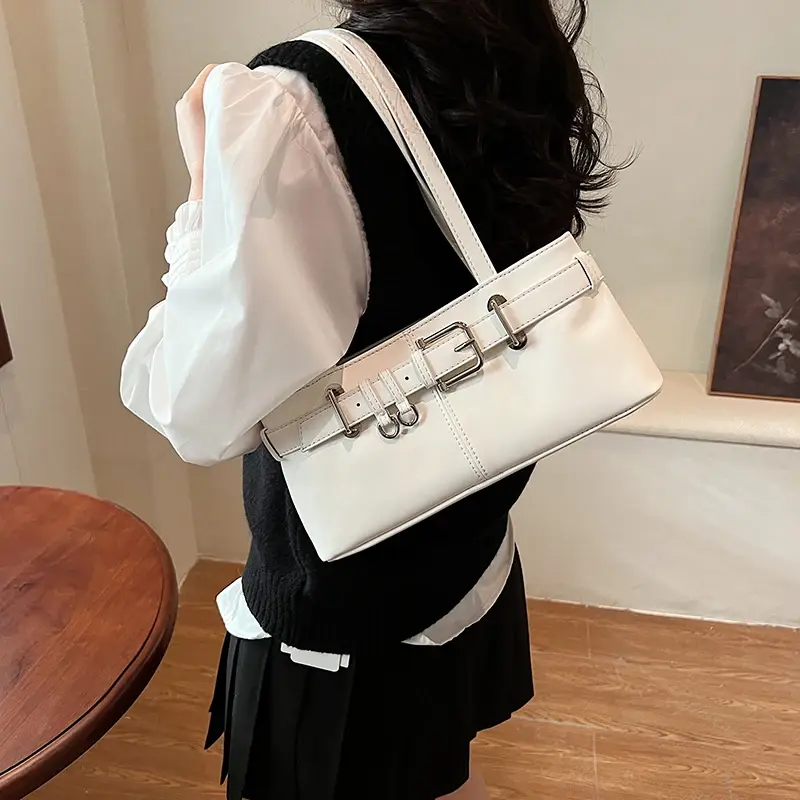 LEFTSIDE Small PU Leather Solid Color Underarm Bags for Women 2024 Y2K Ladies Shoulder Bag Females Handbags and Purses Tote Bag