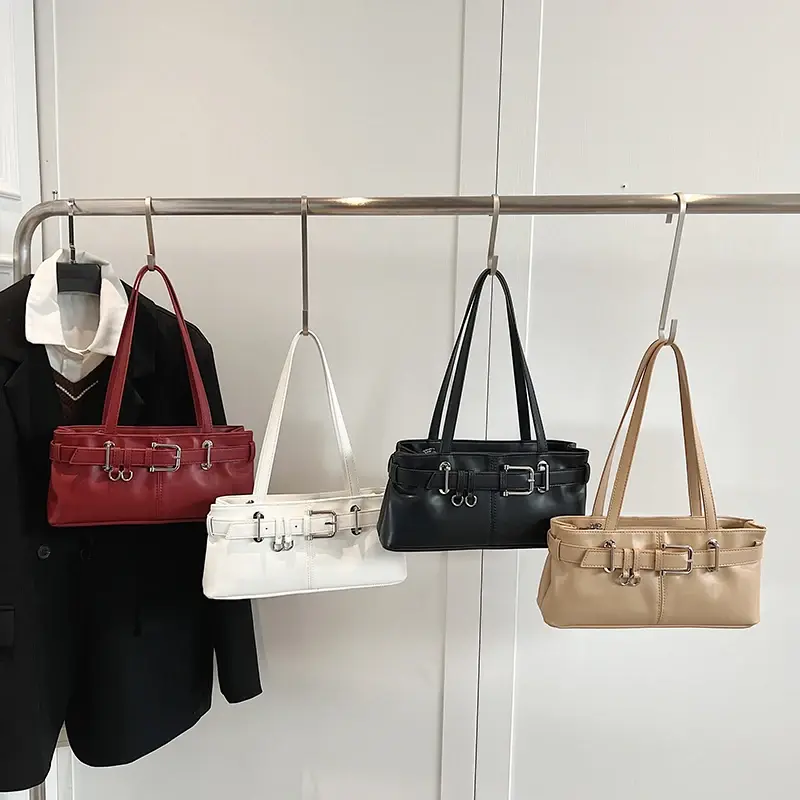 LEFTSIDE Small PU Leather Solid Color Underarm Bags for Women 2024 Y2K Ladies Shoulder Bag Females Handbags and Purses Tote Bag