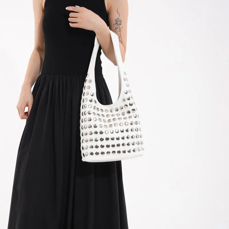 LEFTSIDE Rivets Design PU Leather Small Underarm Bags for Women 2025 New Punk Style Trend Female Shoulder Crossbody Bag Handbags