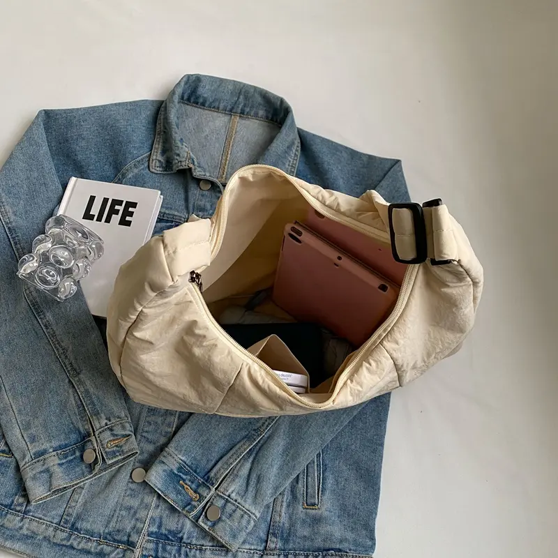 LEFTSIDE Trendy Women's Soft Cloth Shoulder Bag Solid Color Student 2025 Spring Y2k Casual Style Big Handbags Crossbody Bags