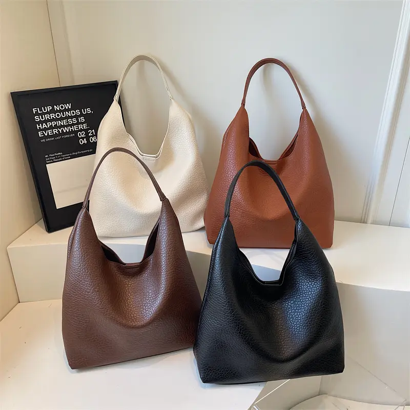 LEFTSIDE High-capacity Retro PU Leather Shoulder Bags for Women Hobo Bucket Bag 2025 Winter Luxury Designer Purses and Handbags