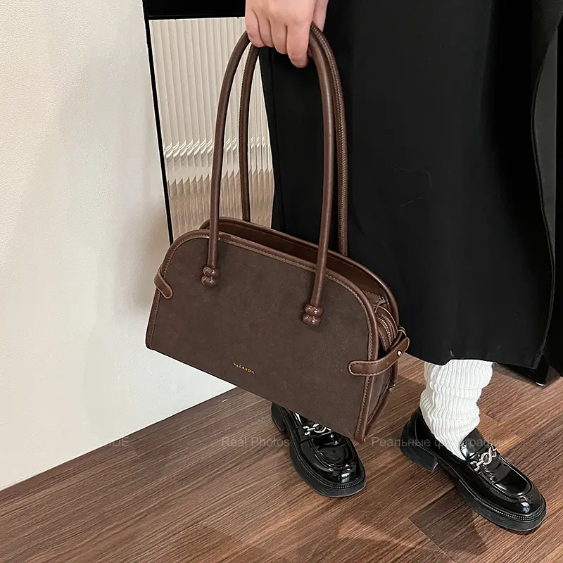 LEFTSIDE Women's Pu Leather Shoulder Bag 2025 Winter New Retro Underarm Tote Bag Luxury Brand Designer Vintage Handbags